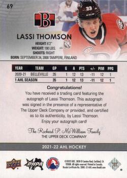 2021-22 Upper Deck AHL - Autographs #69 Lassi Thomson Back