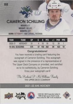 2021-22 Upper Deck AHL - Autographs #88 Cameron Schilling Back