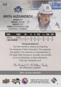 2021-22 Upper Deck AHL - Autographs #103 Nikita Alexandrov Back