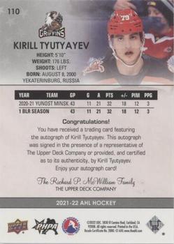 2021-22 Upper Deck AHL - Autographs #110 Kirill Tyutyayev Back