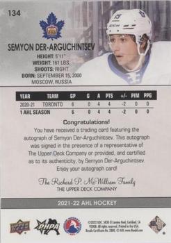 2021-22 Upper Deck AHL - Autographs #134 Semyon Der-Arguchintsev Back