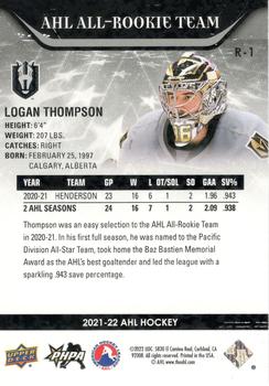 2021-22 Upper Deck AHL - AHL All-Rookie Team Gold #R-1 Logan Thompson Back