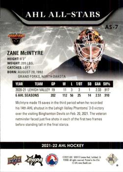 2021-22 Upper Deck AHL - AHL All-Stars #AS-7 Zane Mcintyre Back
