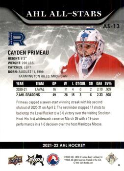 2021-22 Upper Deck AHL - AHL All-Stars #AS-13 Cayden Primeau Back