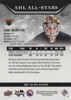 2021-22 Upper Deck AHL - AHL All-Stars Red #AS-7 Zane Mcintyre Back
