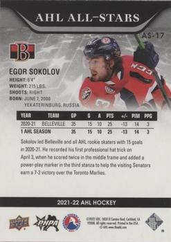 2021-22 Upper Deck AHL - AHL All-Stars Red #AS-17 Egor Sokolov Back