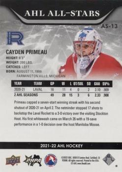 2021-22 Upper Deck AHL - AHL All-Stars Gold #AS-13 Cayden Primeau Back