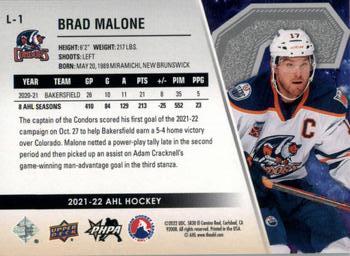 2021-22 Upper Deck AHL - Captains #L-1 Brad Malone Back