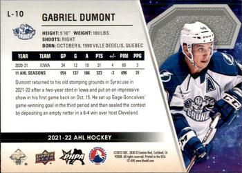 2021-22 Upper Deck AHL - Captains #L-10 Gabriel Dumont Back