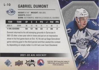 2021-22 Upper Deck AHL - Captains Red #L-10 Gabriel Dumont Back
