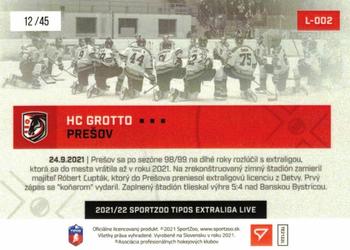 2021-22 SportZoo Live Tipos Extraliga #L-002 HC Grotto Presov Back