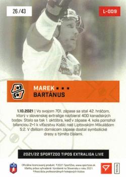 2021-22 SportZoo Live Tipos Extraliga #L-009 Marek Bartanus Back