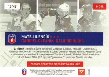 2021-22 SportZoo Live Tipos Extraliga #L-012 Matej Ilencik / Gabriel Olejnik / Dalibor Duris Back