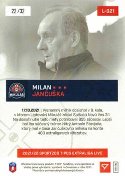 2021-22 SportZoo Live Tipos Extraliga #L-021 Milan Jancuska Back