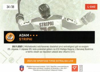 2021-22 SportZoo Live Tipos Extraliga #L-040 Adam Stripai Back
