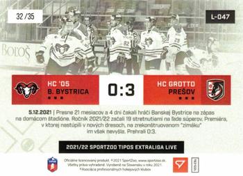 2021-22 SportZoo Live Tipos Extraliga #L-047 HC Banska Bystrica - HC Presov 0:3 Back