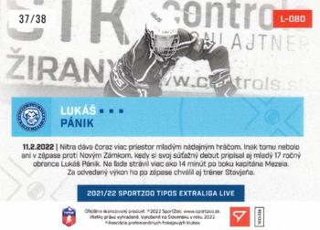 2021-22 SportZoo Live Tipos Extraliga #L-080 Lukas Panik Back