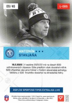 2021-22 SportZoo Live Tipos Extraliga #L-085 Antonin Stavjana Back