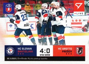 2021-22 SportZoo Live Tipos Extraliga #L-104 Stvrtfinale: Slovan Bratislava - HC Presov Front