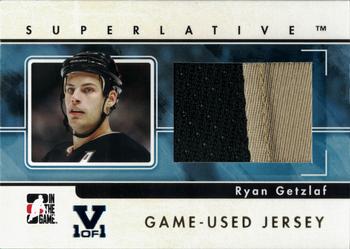 2015-16 In The Game Final Vault - 2009-10 In The Game Superlative - Game Used Jerseys Gold (Blue Vault Stamp) #GUJ-05 Ryan Getzlaf Front