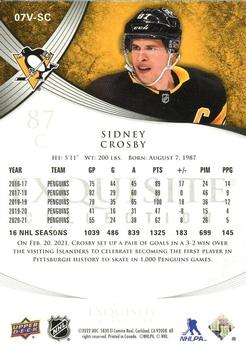 2021-22 Upper Deck Black Diamond - Exquisite Collection 2007-08 Retro #07V-SC Sidney Crosby Back