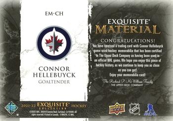 2021-22 Upper Deck Black Diamond - Exquisite Collection Materials #EM-CH Connor Hellebuyck Back