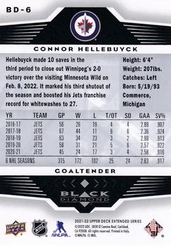 2021-22 Upper Deck - 2005-06 Black Diamond Retro #BD-6 Connor Hellebuyck Back