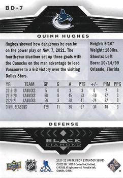 2021-22 Upper Deck - 2005-06 Black Diamond Retro #BD-7 Quinn Hughes Back