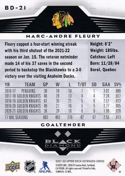 2021-22 Upper Deck - 2005-06 Black Diamond Retro #BD-21 Marc-Andre Fleury Back
