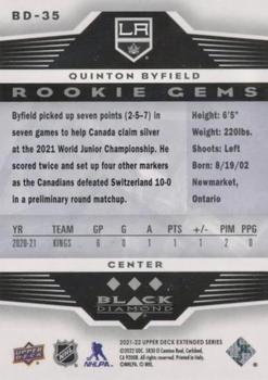 2021-22 Upper Deck - 2005-06 Black Diamond Retro #BD-35 Quinton Byfield Back