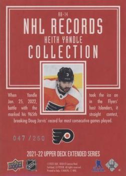 2021-22 Upper Deck - Record Collections Gold #RB-14 Keith Yandle Back