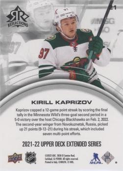 2021-22 Upper Deck - Triple Dimensions Reflections Emerald #21 Kirill Kaprizov Back