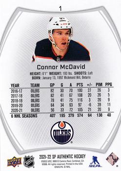 2021-22 SP Authentic #1 Connor McDavid Back