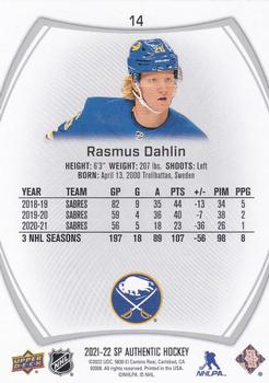 2021-22 SP Authentic #14 Rasmus Dahlin Back