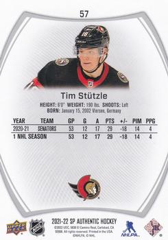 2021-22 SP Authentic #57 Tim Stutzle Back