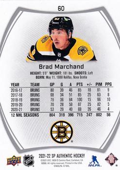 2021-22 SP Authentic #60 Brad Marchand Back