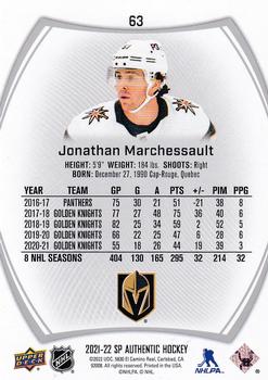 2021-22 SP Authentic #63 Jonathan Marchessault Back