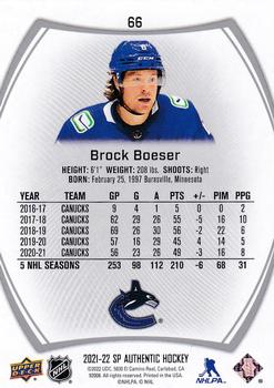 2021-22 SP Authentic #66 Brock Boeser Back