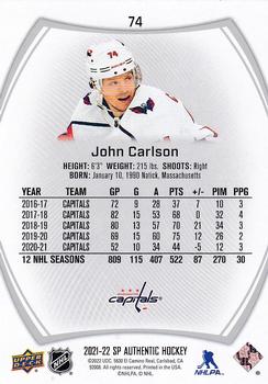 2021-22 SP Authentic #74 John Carlson Back