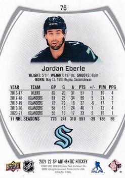 2021-22 SP Authentic #76 Jordan Eberle Back