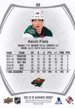 2021-22 SP Authentic #89 Kevin Fiala Back