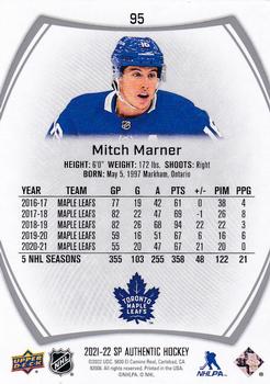 2021-22 SP Authentic #95 Mitch Marner Back