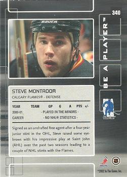 2001-02 Be a Player Update - 2001-02 Be A Player Memorabilia Update #340 Steve Montador Back
