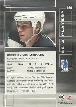 2001-02 Be a Player Update - 2001-02 Be A Player Memorabilia Update #364 Andreas Salomonsson Back