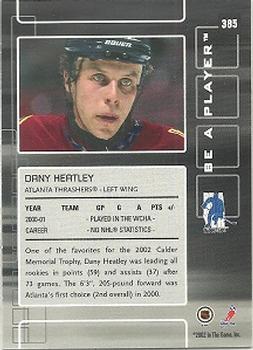 2001-02 Be a Player Update - 2001-02 Be A Player Memorabilia Update #385 Dany Heatley Back