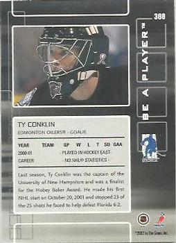 2001-02 Be a Player Update - 2001-02 Be A Player Memorabilia Update #388 Ty Conklin Back