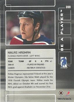 2001-02 Be a Player Update - 2001-02 Be A Player Memorabilia Update #398 Niklas Hagman Back