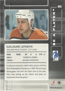 2001-02 Be a Player Update - 2001-02 Be A Player Memorabilia Update #425 Guillaume Lefebvre Back