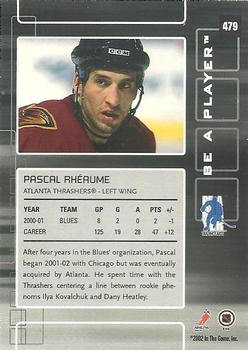 2001-02 Be a Player Update - 2001-02 Be A Player Memorabilia Update #479 Pascal Rheaume Back