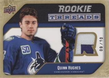 2021-22 Upper Deck - Rookie Threads Retro Flashbacks Patch Achievements #RT-QH Quinn Hughes Front